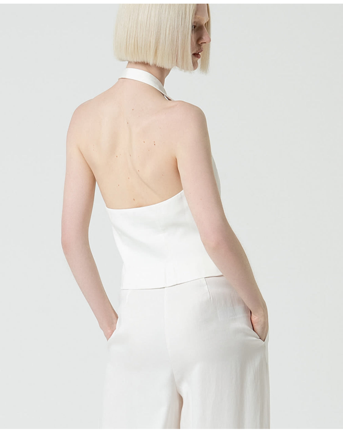 Gilet scollo all'americana tinta unita Bianco - Surkana -