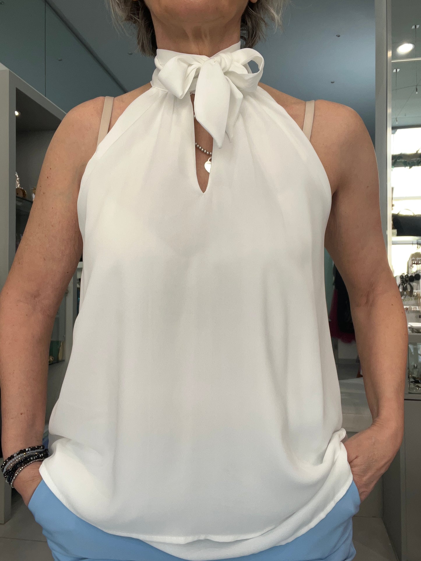 Top bianco scollo all’americana -Artigli - Made in Italy -