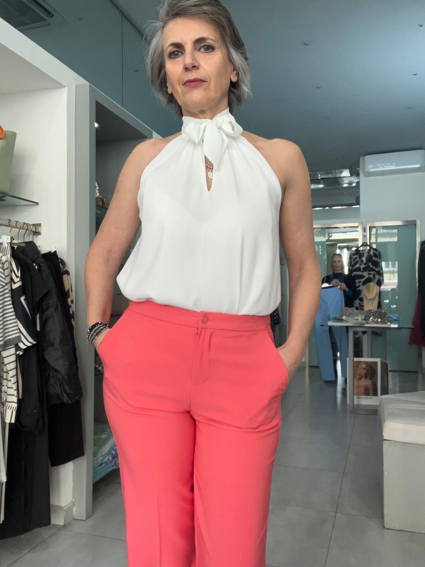 Top bianco scollo all’americana -Artigli - Made in Italy -