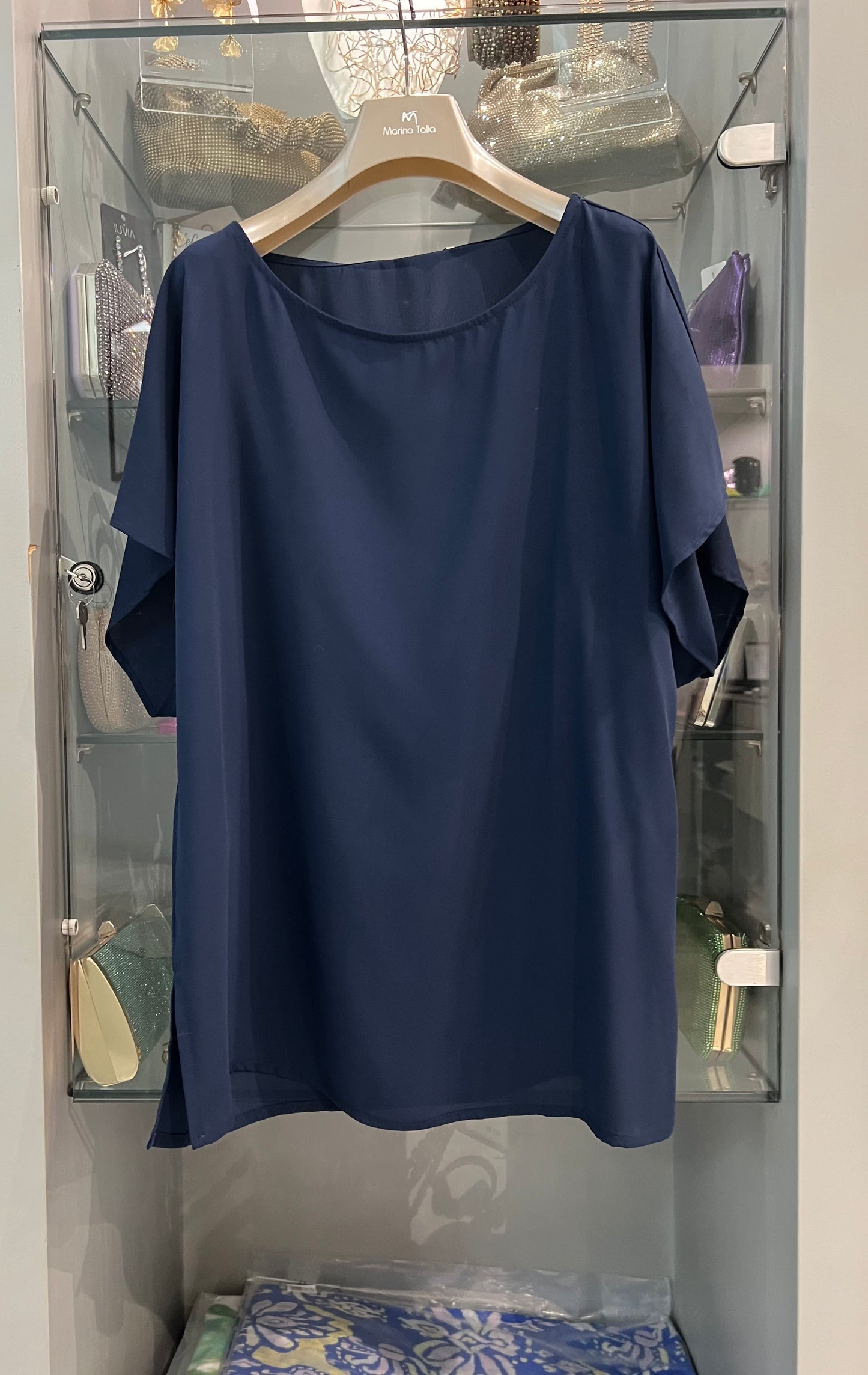 Casacca in georgette blu - Marina Talia - Made in Italy -