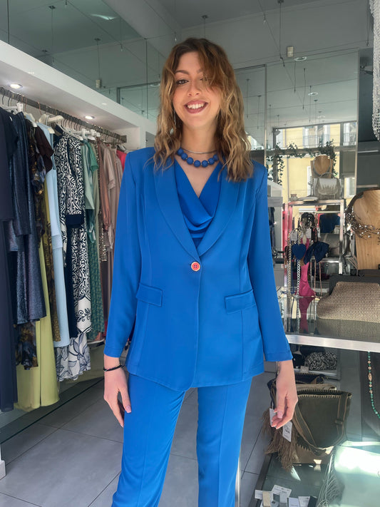 Giacca fluida bluette - Stendhal - Made in Italy -