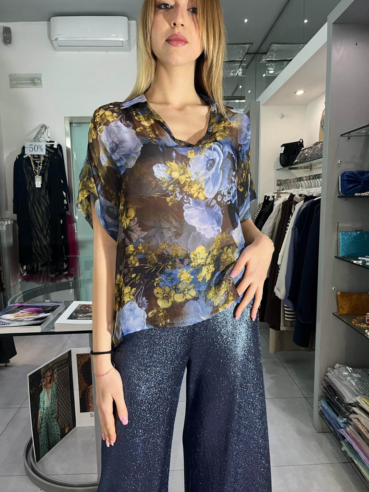 Camicia in chiffon fantasia - Siste’S - Made in Italy -