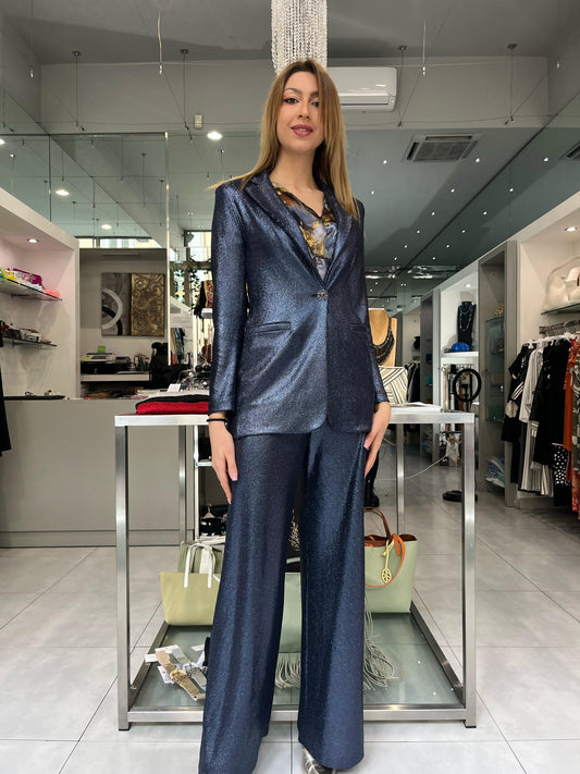 Pantalone ampio laminato blu - Siste’S - Made in Italy -