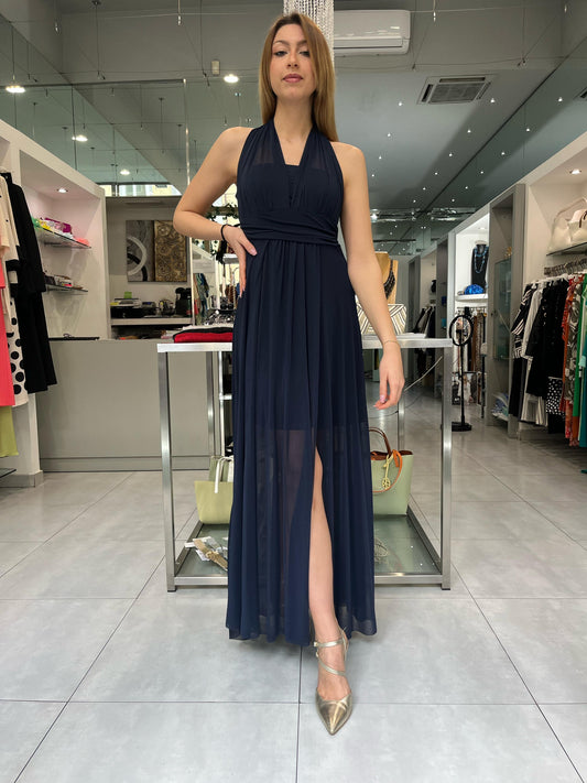 Abito lungo in tulle blu - Siste’S - Made in Italy -