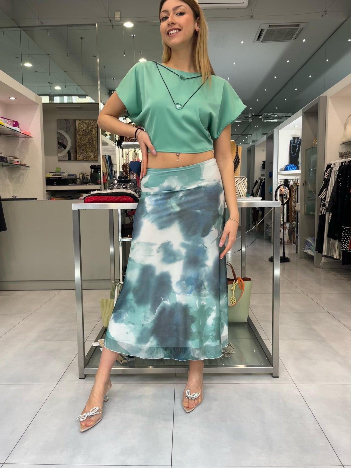 Gonna fantasia in tulle multicolor - Siste’S - Made in Italy -