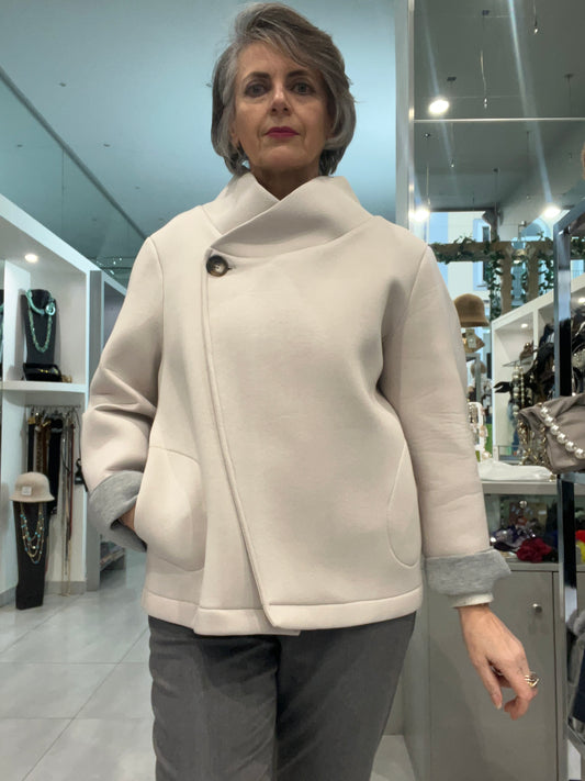 Giaccone in neoprene panna - DEJAVU -Made in Italy -