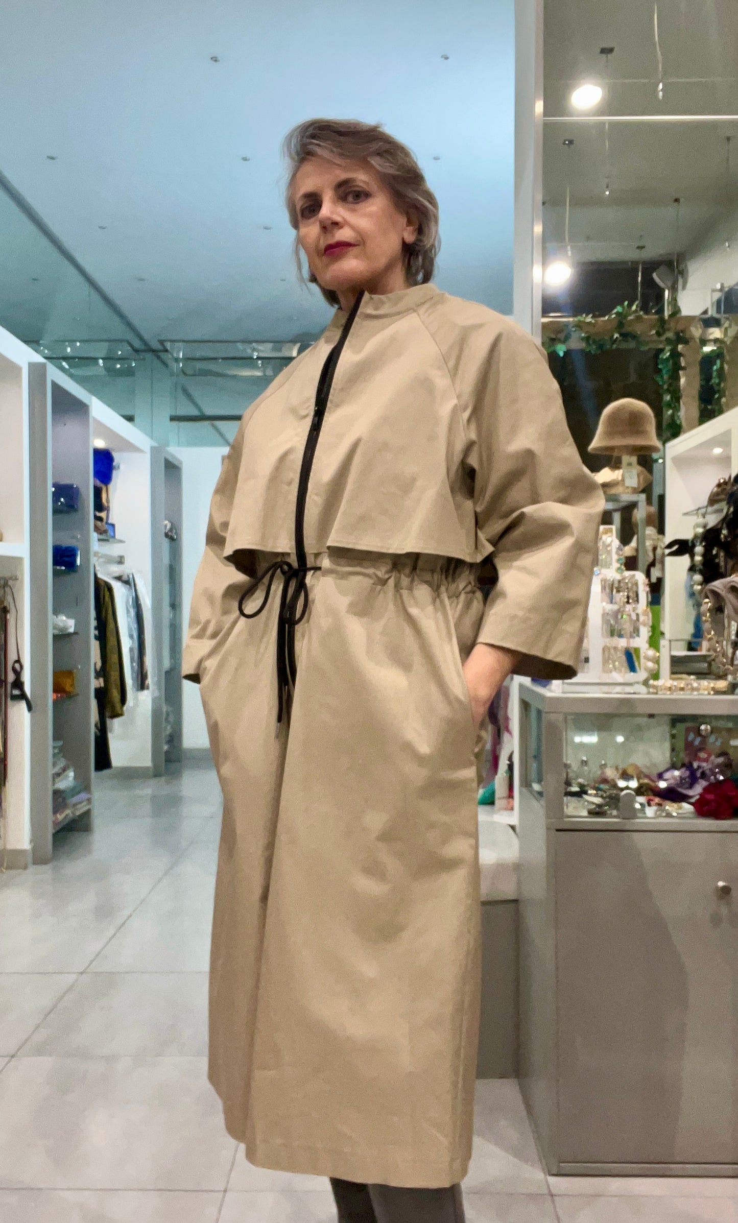 Trench sabbia con zip - DEJAVU - Made in Italy -