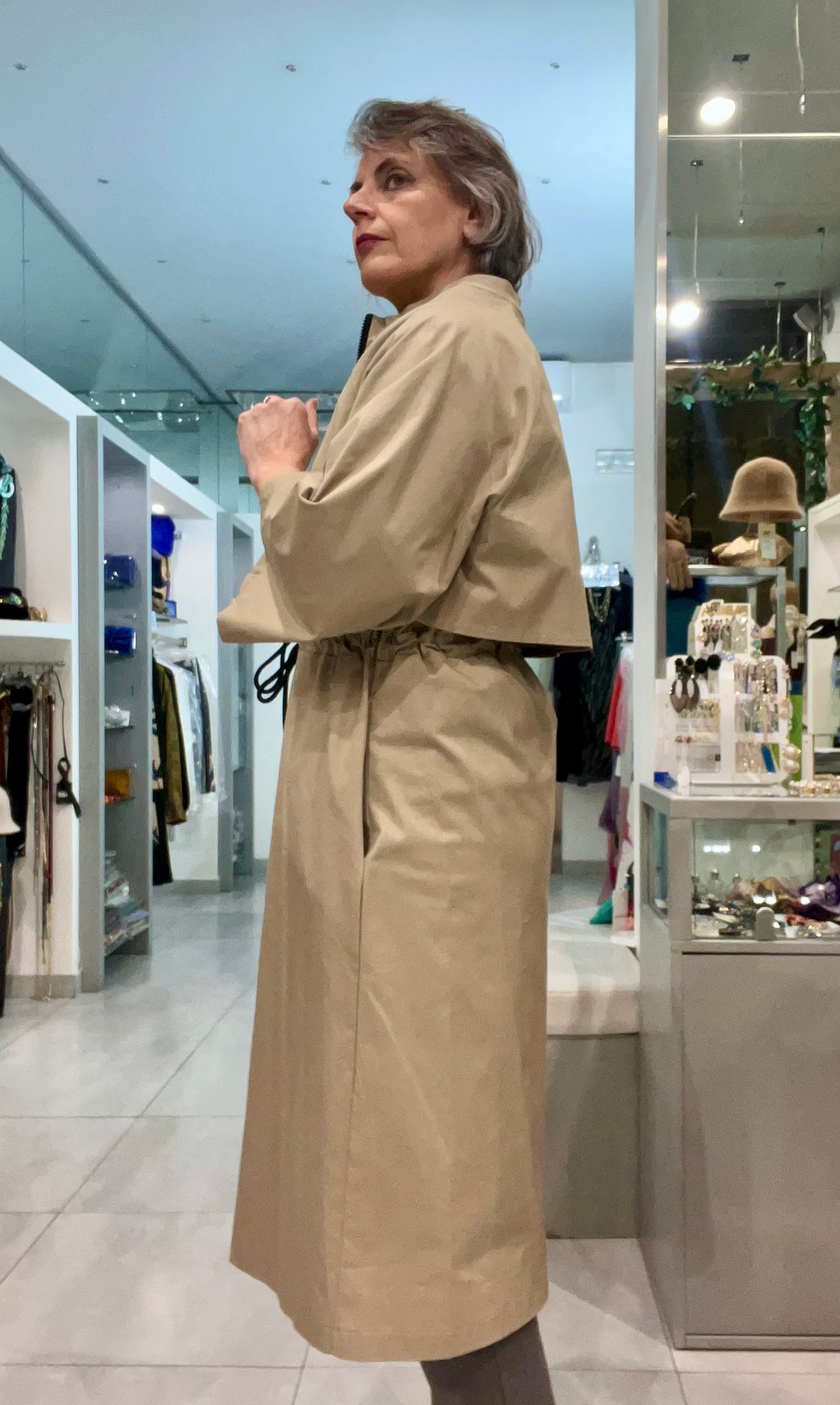 Trench sabbia con zip - DEJAVU - Made in Italy -
