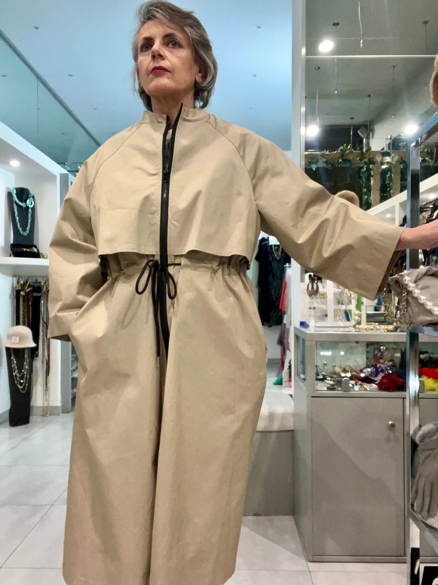 Trench sabbia con zip - DEJAVU - Made in Italy -