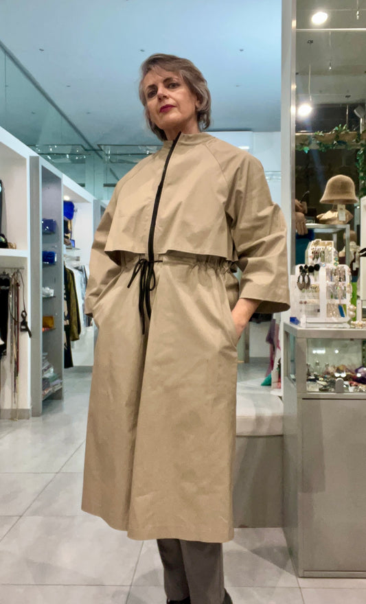 Trench sabbia con zip - DEJAVU - Made in Italy -