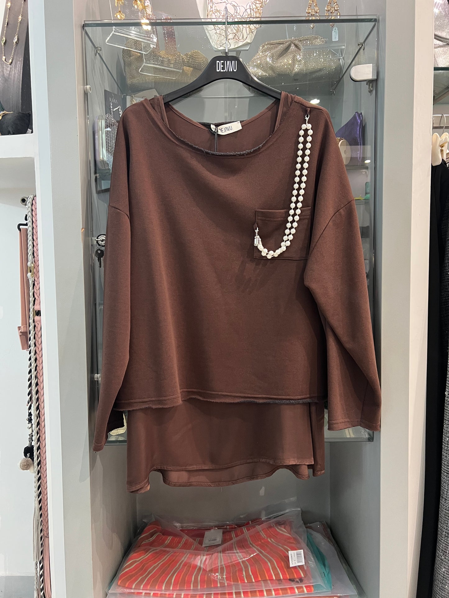 Felpa in cotone con accessorio - DEJAVÙ - Made in Italy -