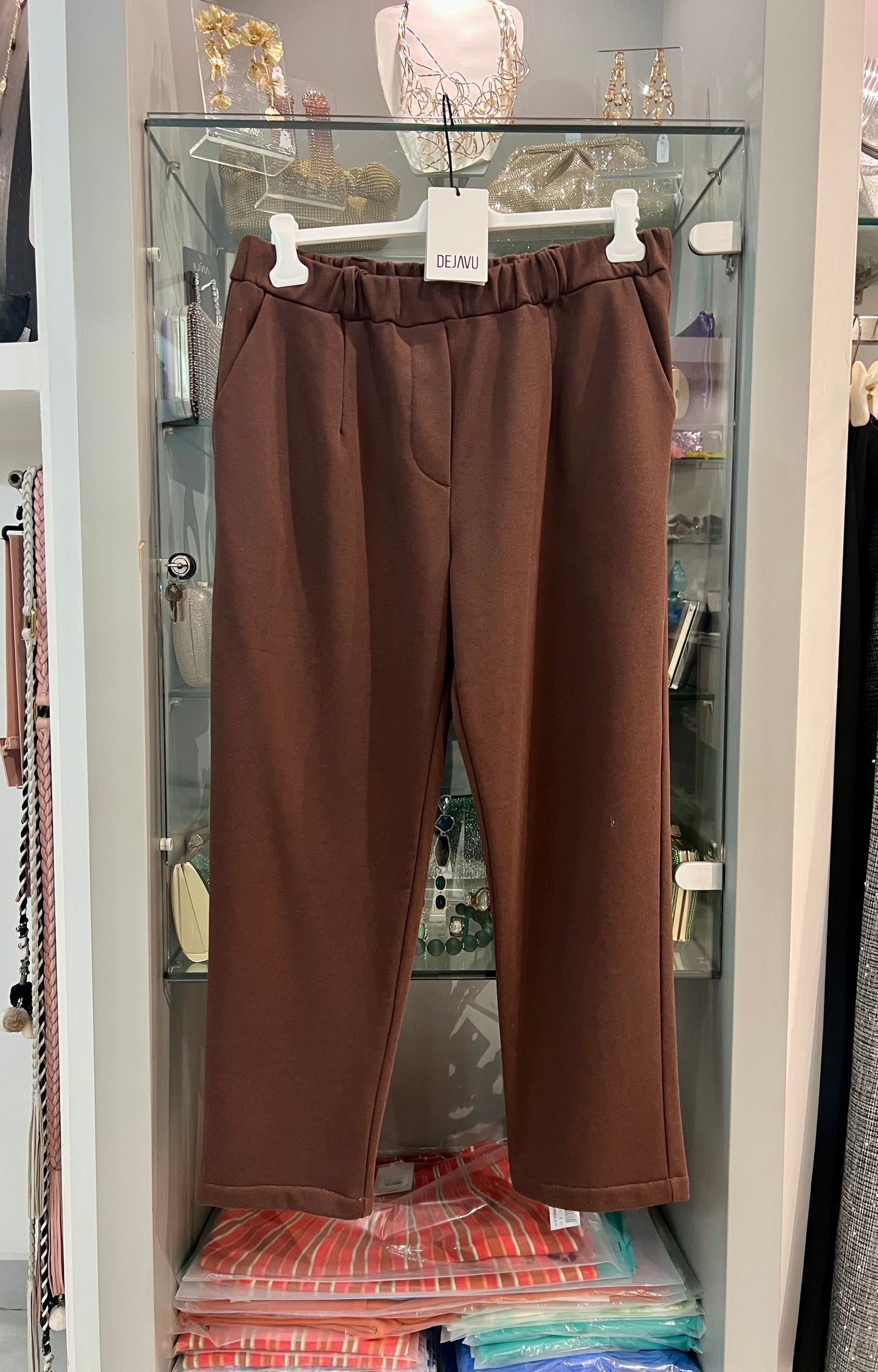 Pantalone felpa moro con tasche - DEJAVU - Made in Italy -