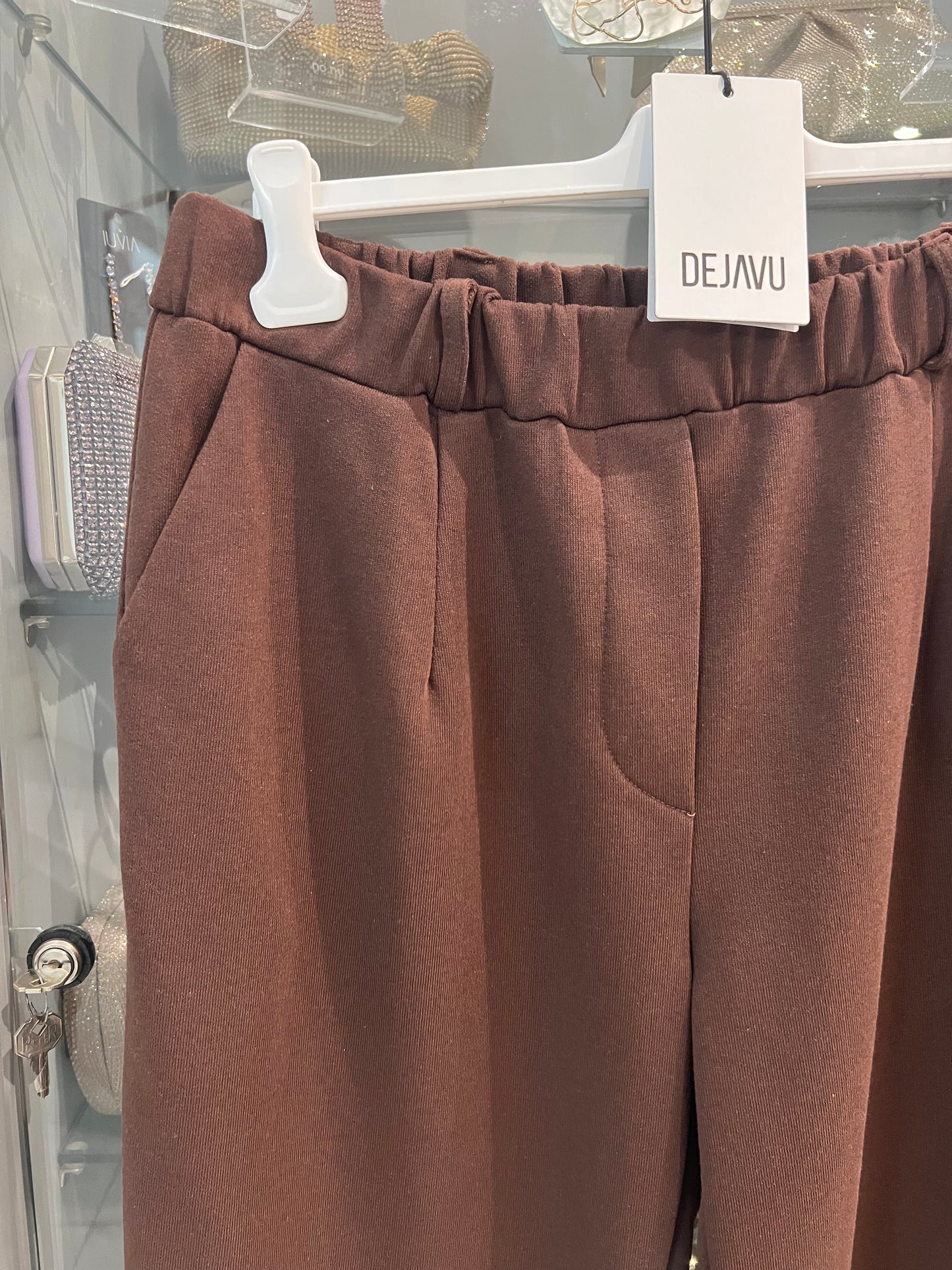 Pantalone felpa moro con tasche - DEJAVU - Made in Italy -