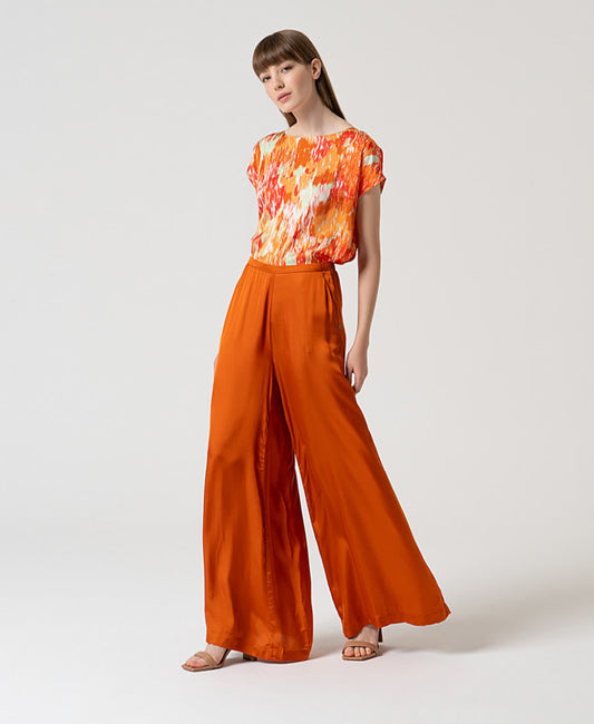 Pantalone largo in raso di viscosa - Surkana-
