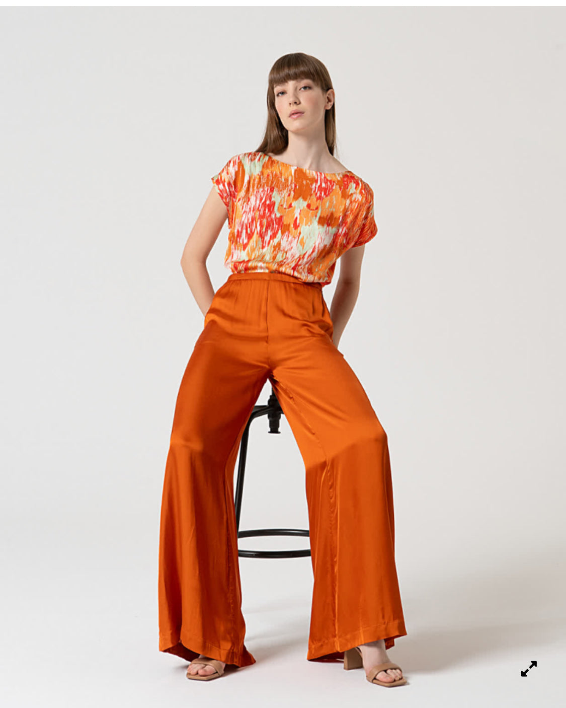 Pantalone largo in raso di viscosa - Surkana-