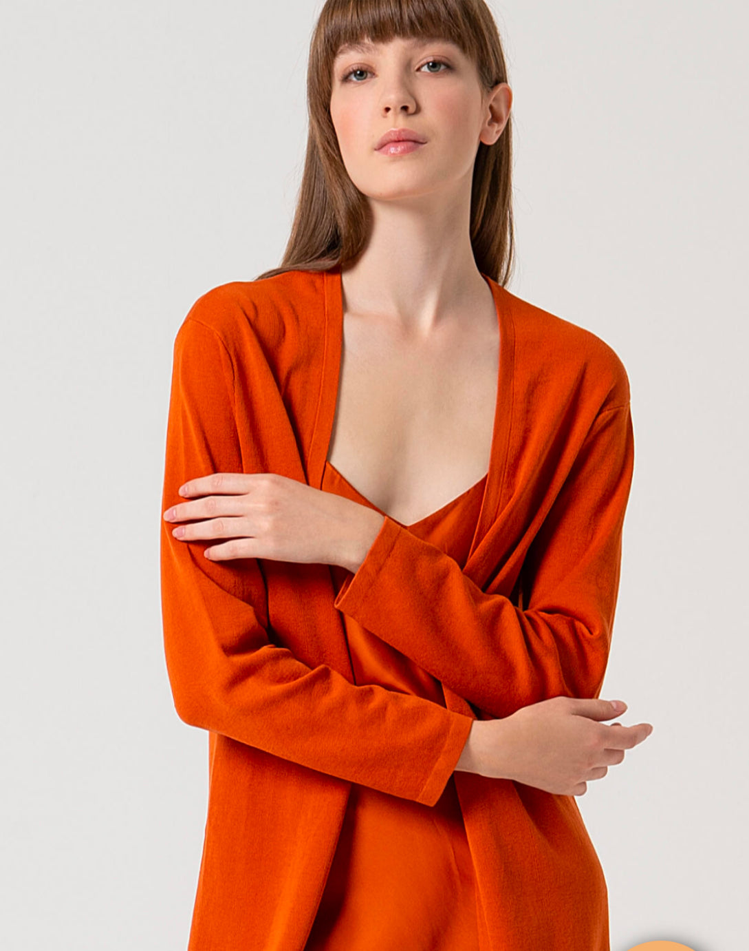 Cardigan lungo cotone tinta unita -Surkana - Made in Spain -