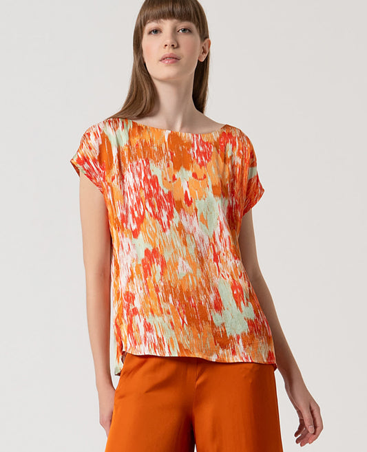 Casacca in raso stampa multicolor - Surkana - Made in Spain -