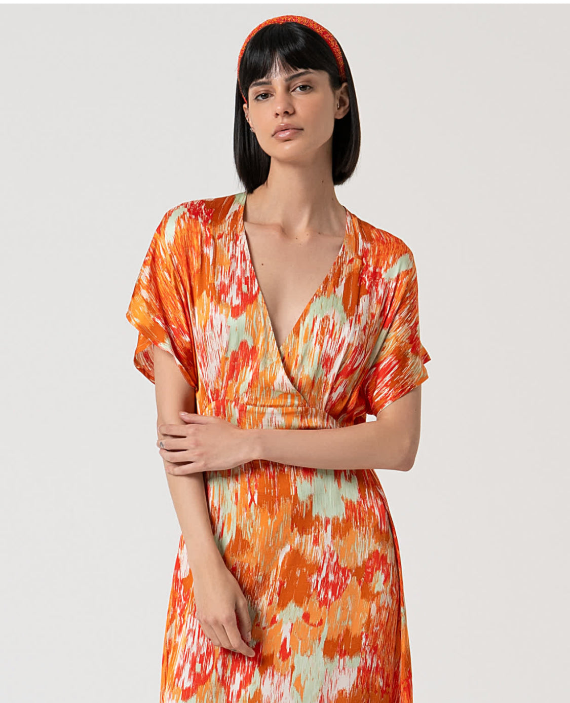 Abito in raso stampa multicolor - Surkana - Made in Spain -