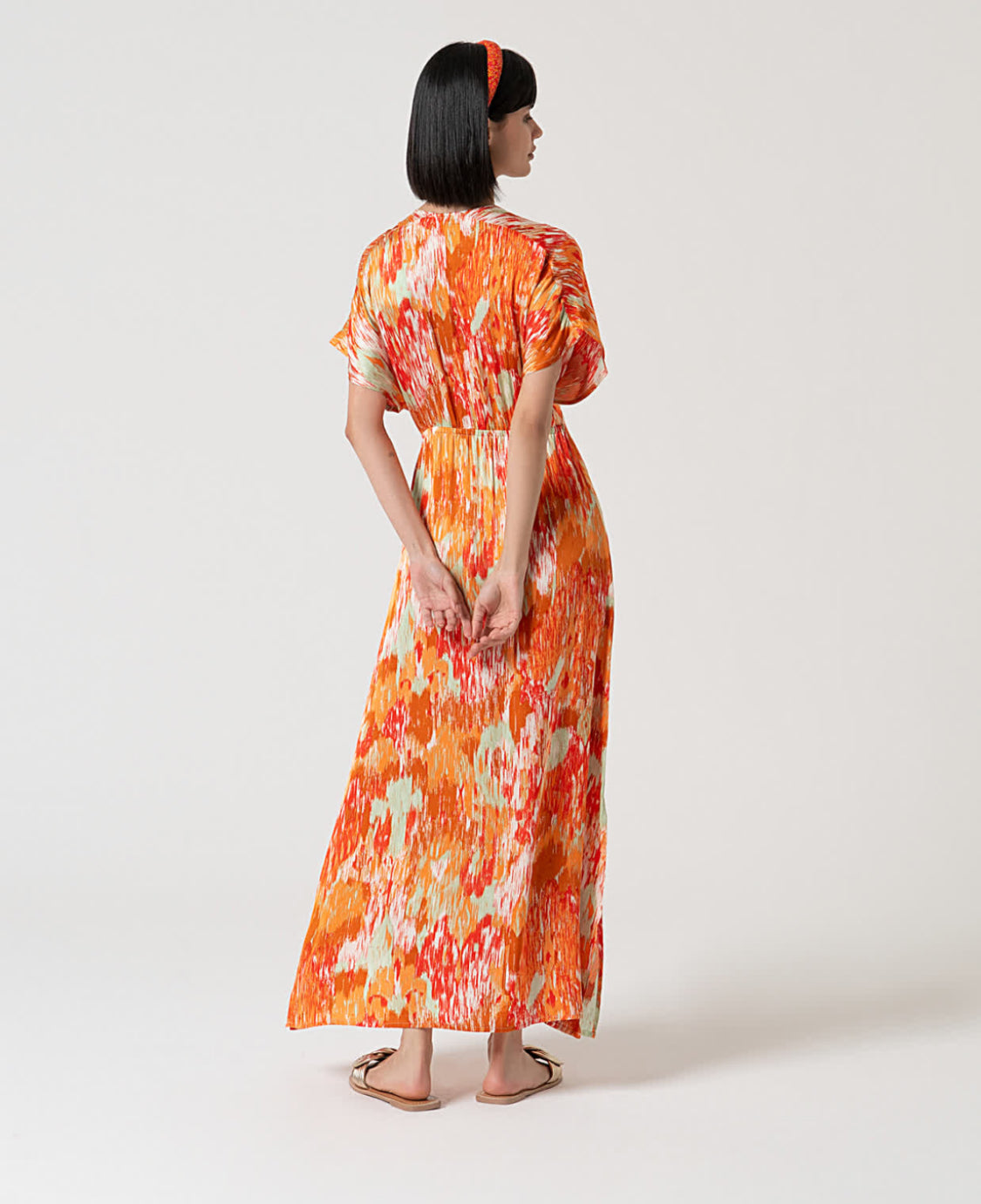 Abito in raso stampa multicolor - Surkana - Made in Spain -