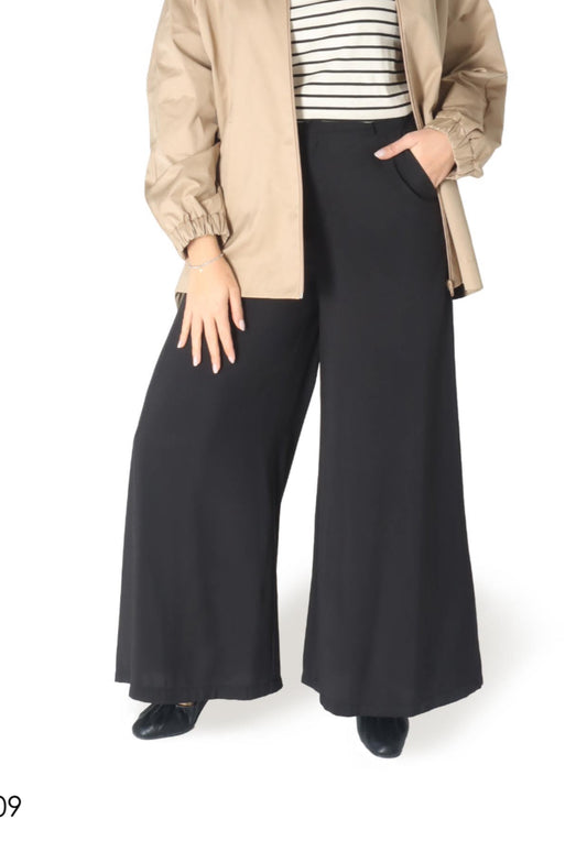Pantalone palazzo in cupro nero - DEJAVU - Made in Italy -