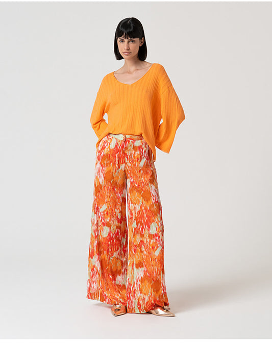 Pantalone palazzo in raso stampato - Surkana -