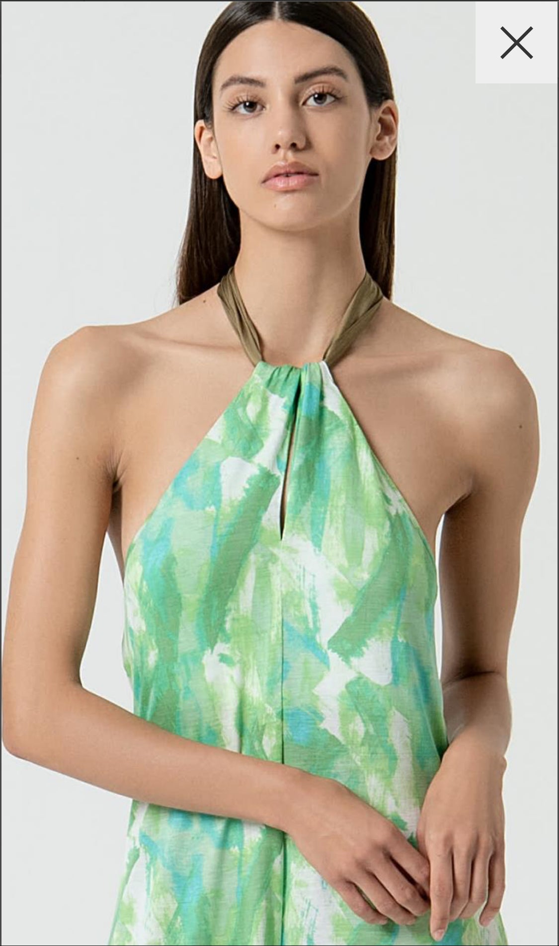 Abito lungo verde in Jersey scollo all’americana - Surkana -