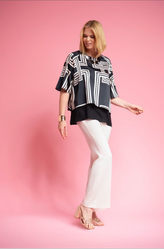 Pantalone panna in crepe fluido - Marina Talia - Made in Italy-
