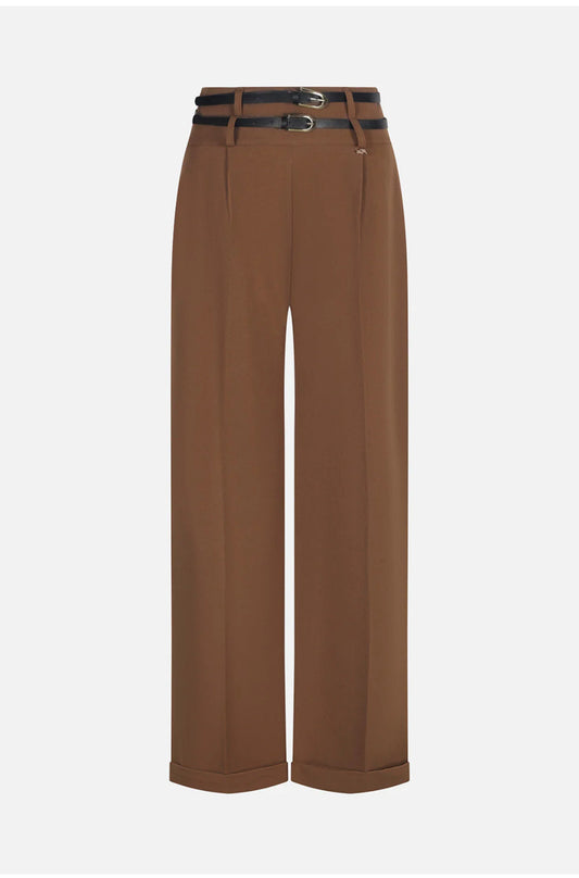 Pantalone a vita alta con pinces e doppia cinta - Artigli - Made in Italy - Ecò dettagli di moda