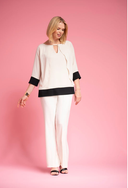 Casacca panna bordi neri - Marina Talia - Made in Italy -