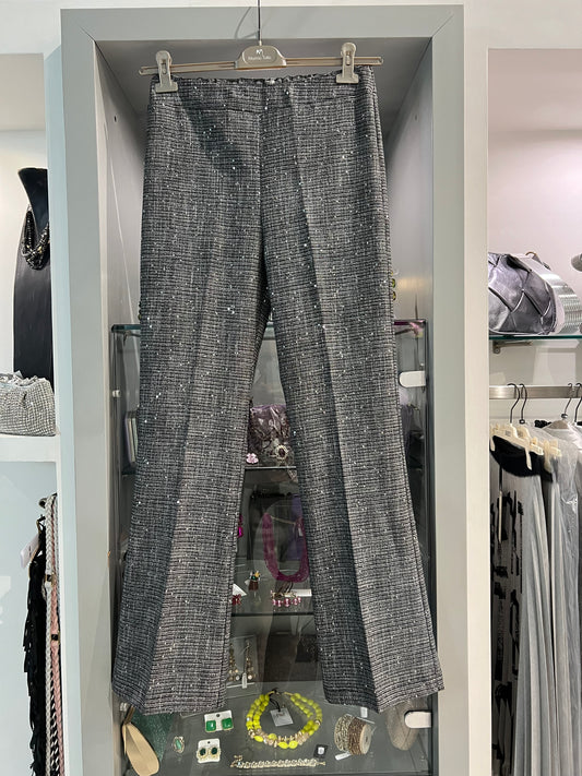 Pantalone principe di Galles con micro paillettes - Marina Talia - Made in Italy -