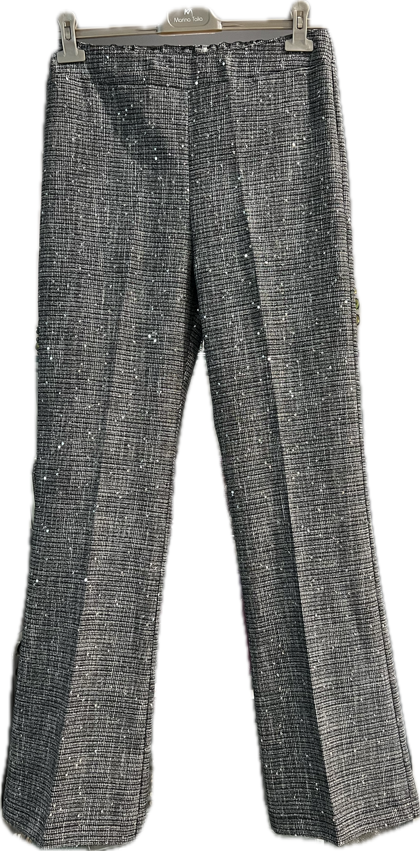 Pantalone principe di Galles con micro paillettes - Marina Talia - Made in Italy - Ecò dettagli di moda