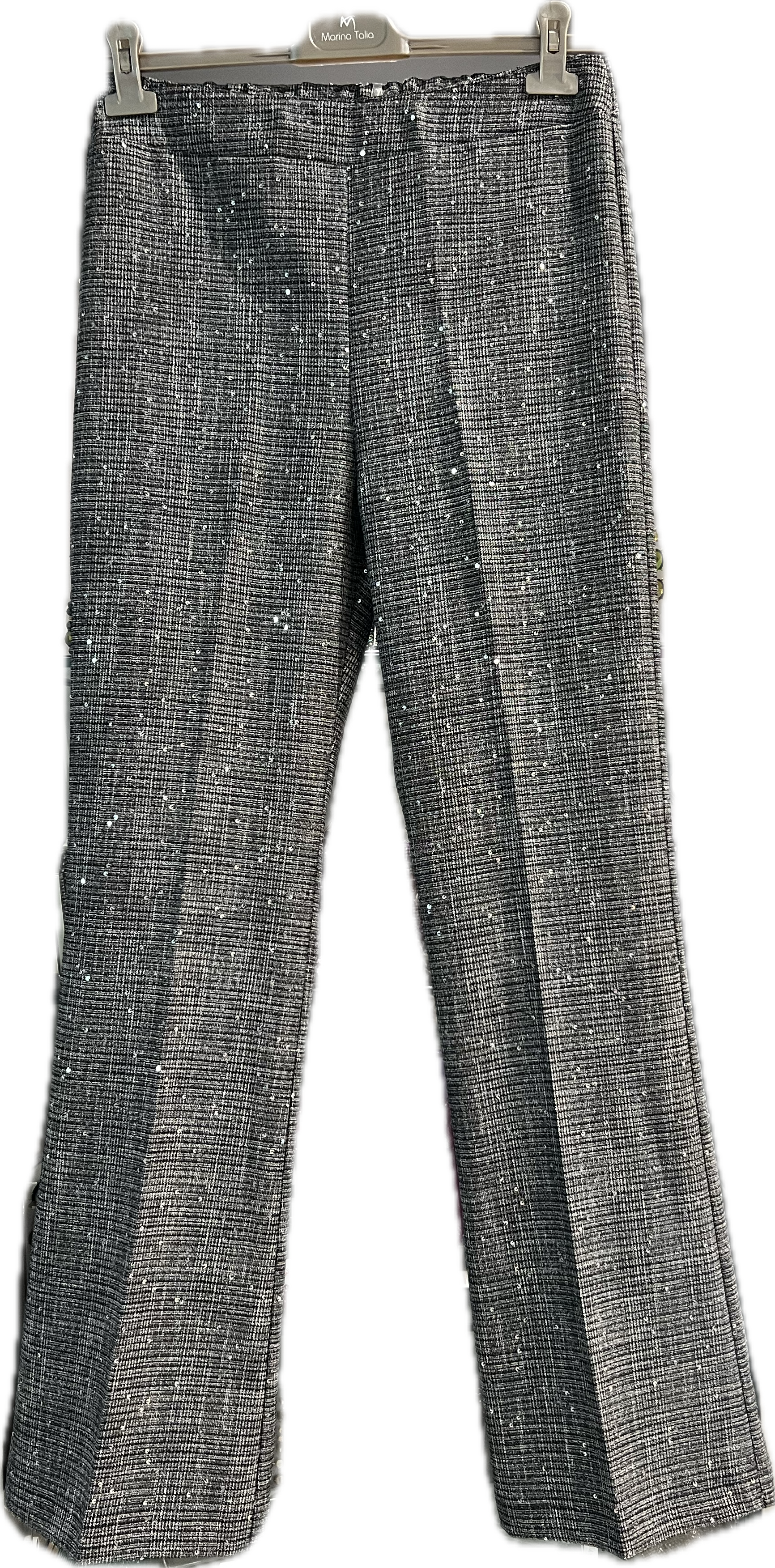 Pantalone principe di Galles con micro paillettes - Marina Talia - Made in Italy - Ecò dettagli di moda