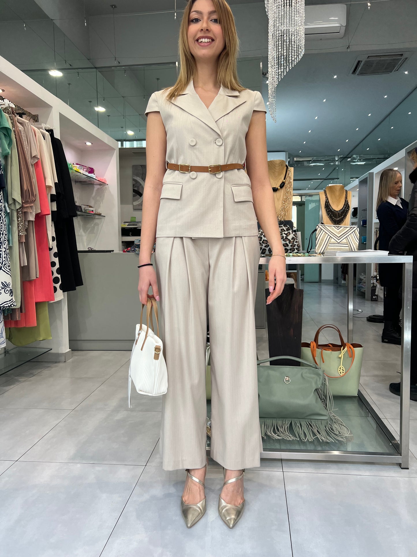 Pantalone ampio con piegone -Siste’S - Made in Italy -