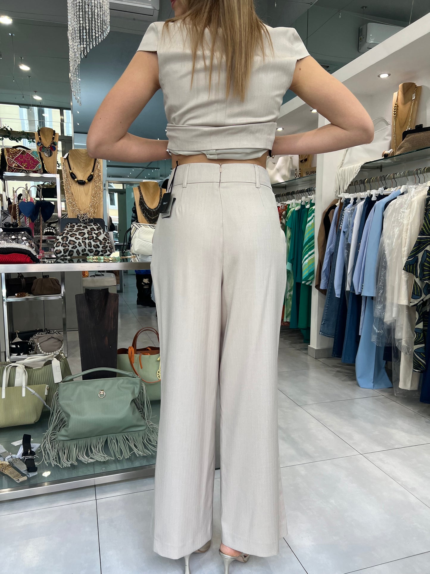 Pantalone ampio con piegone -Siste’S - Made in Italy -