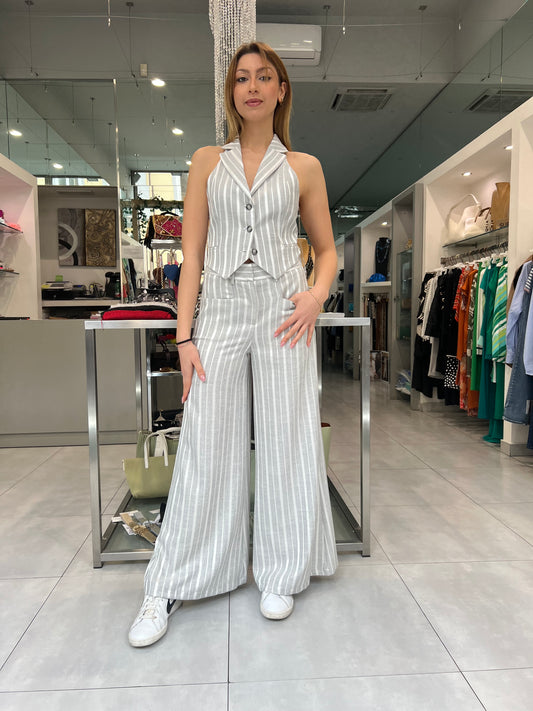 Pantalone gessato perla - Siste’s - Made in Italy -