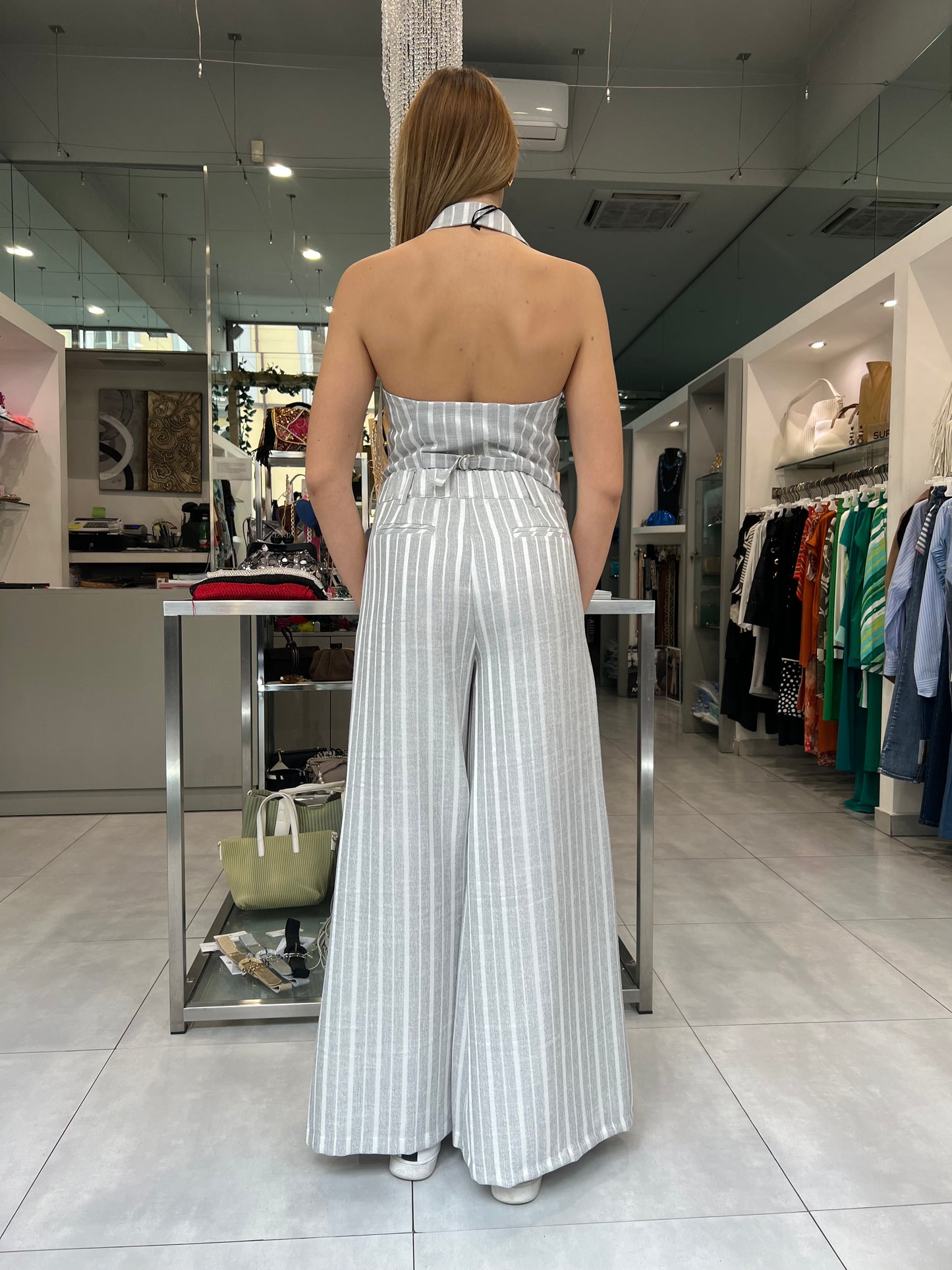 Pantalone gessato perla - Siste’s - Made in Italy -
