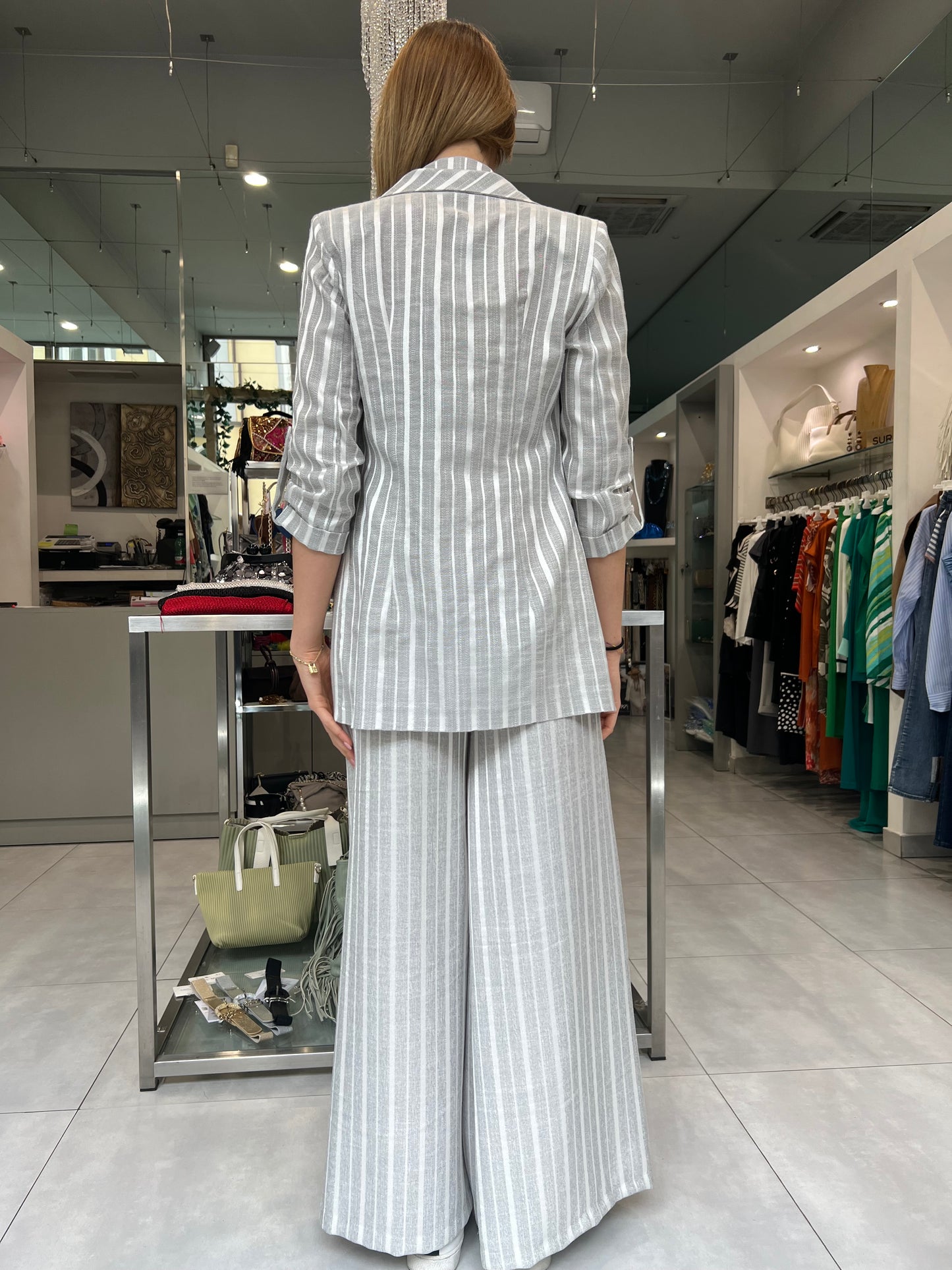 Giacca gessata perla - Siste’S - Made in Italy -