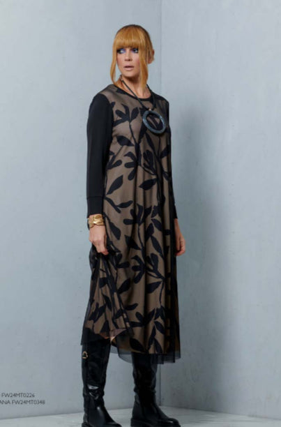 Abito in tulle con foglie stilizzate -Marina Talia - Made in Italy - Ecò dettagli di moda