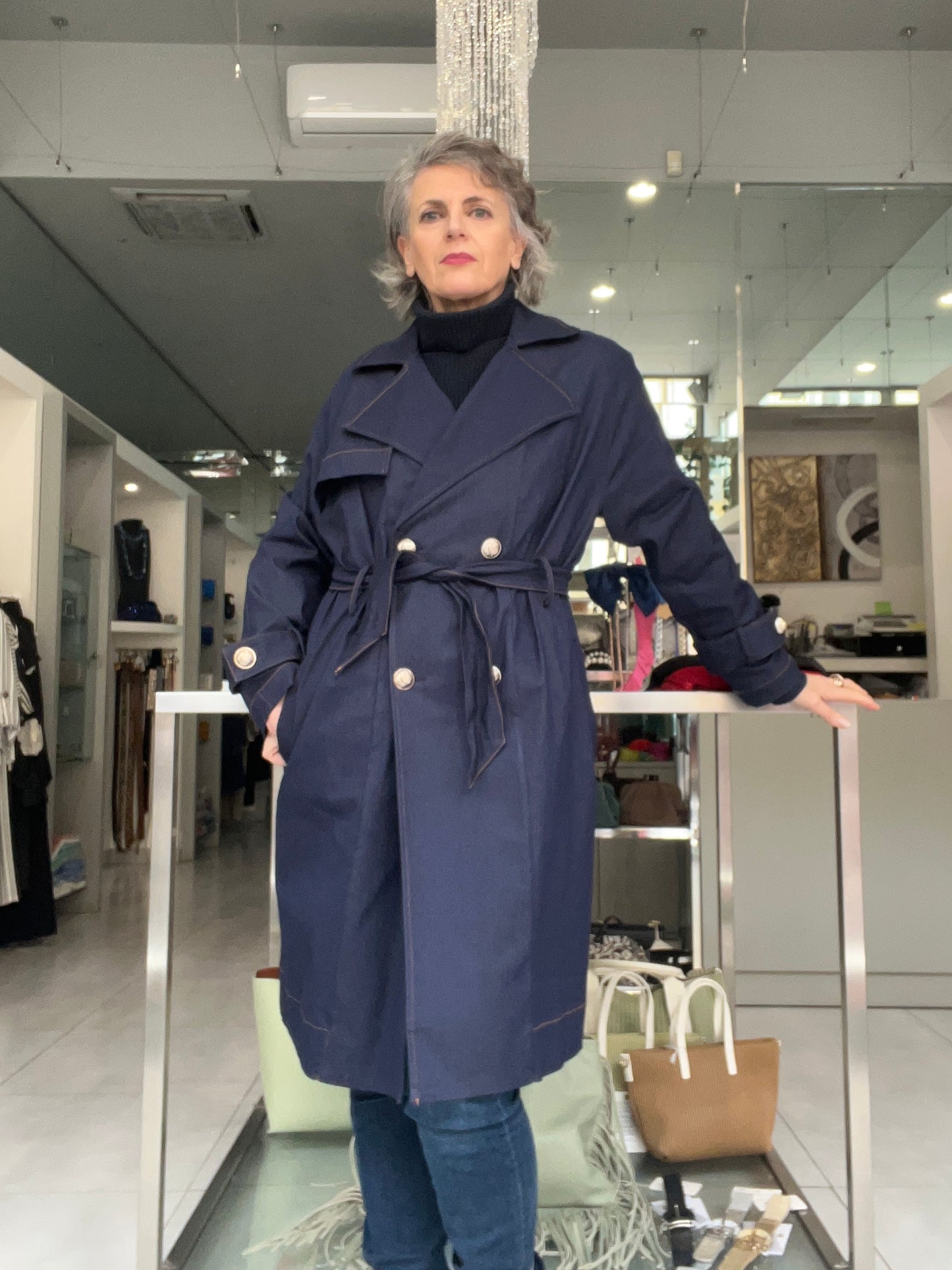 Trench in cotone elasticizzato- Via Stendhal - Made in Italy -