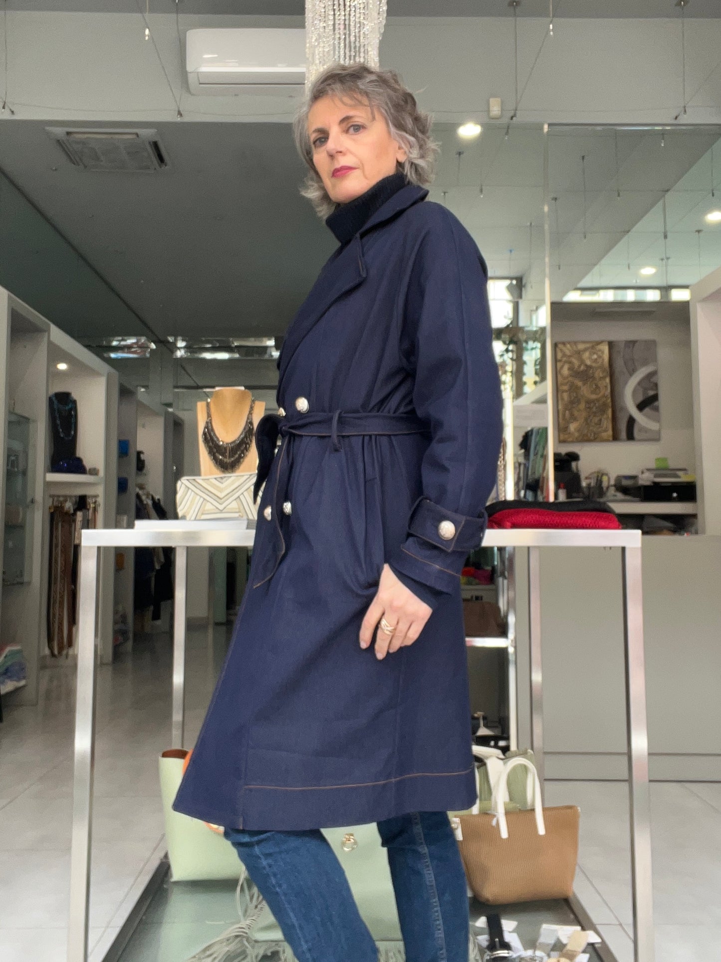 Trench in cotone elasticizzato- Via Stendhal - Made in Italy -