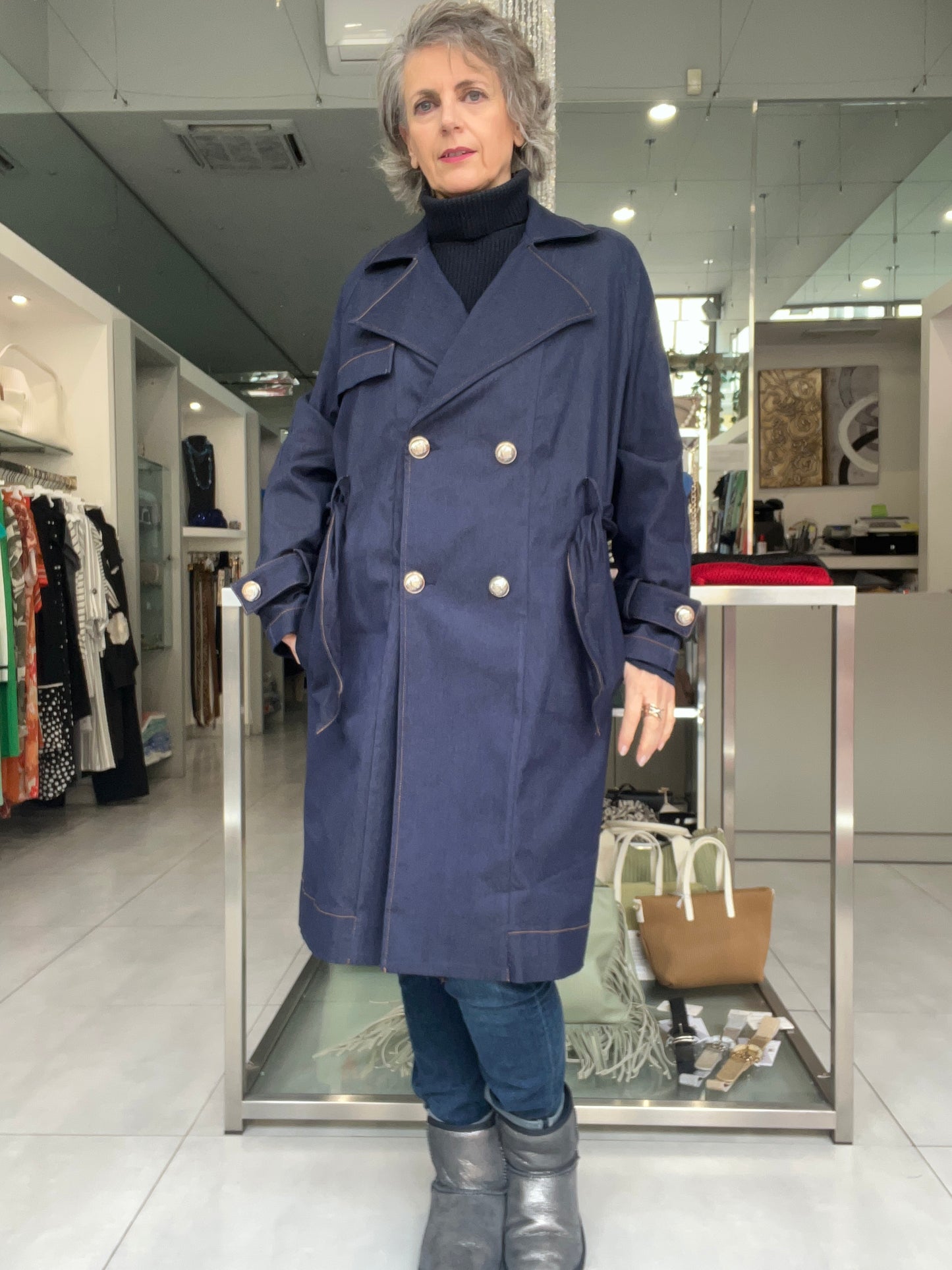 Trench in cotone elasticizzato- Via Stendhal - Made in Italy -