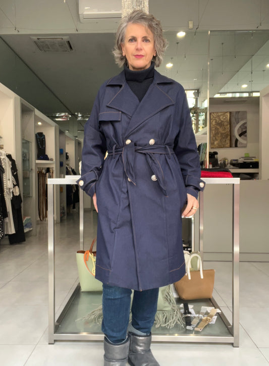 Trench in cotone elasticizzato- Via Stendhal - Made in Italy -