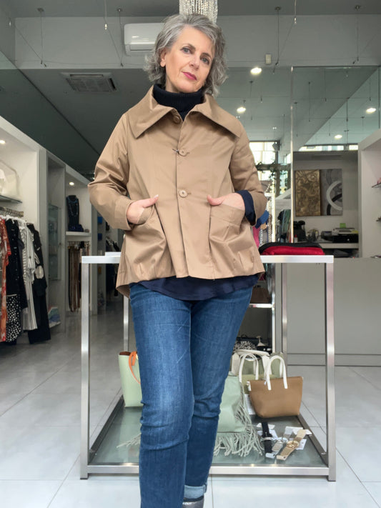 Giacca tessuto tecnico biscotto - Via Stendhal - Made in Italy -