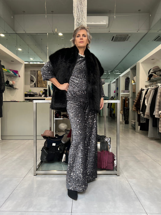 Casacca paillettes grigie - DEJAVU - Made in Italy - Ecò dettagli di moda