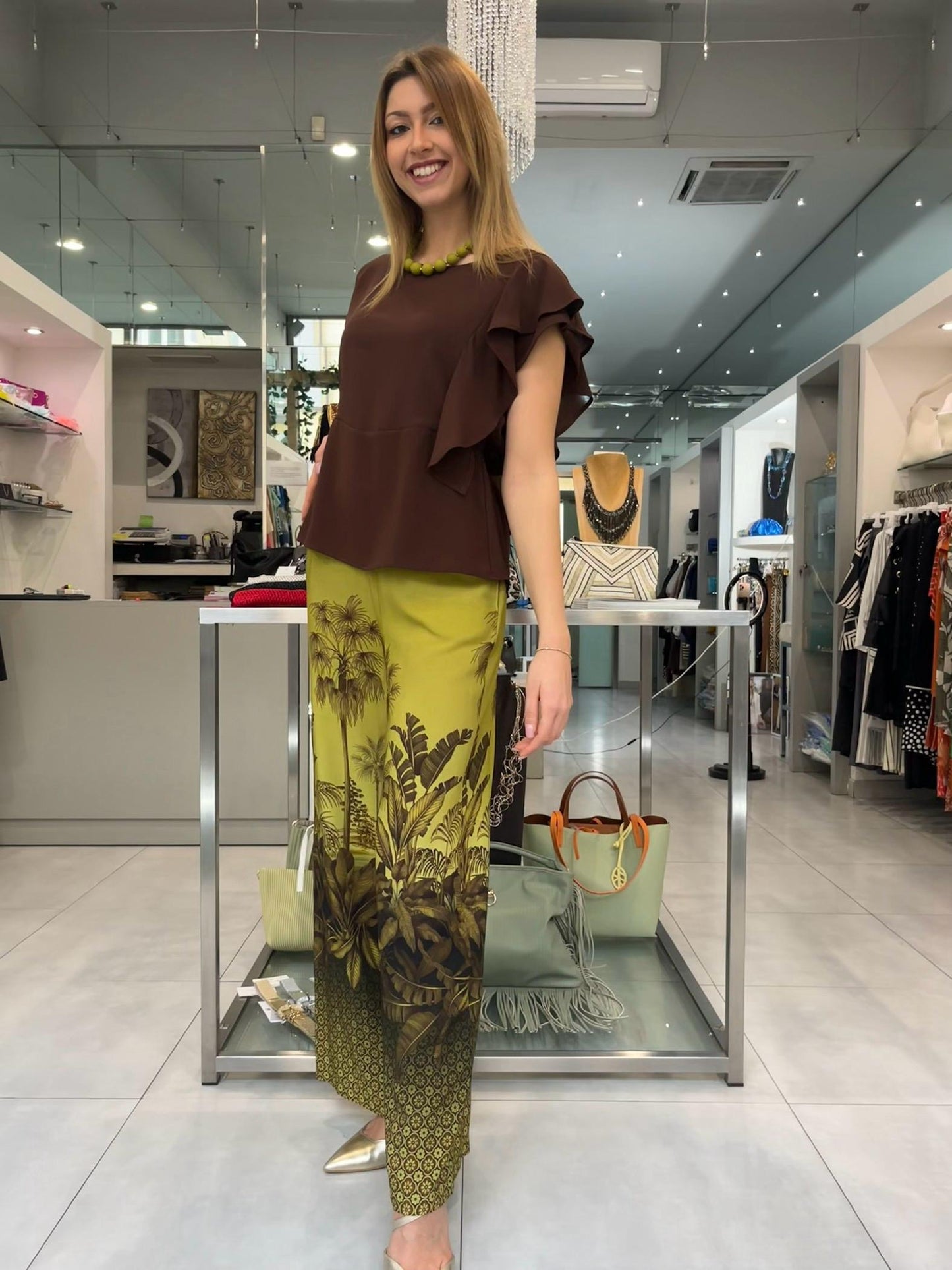Pantalone ampio  in fantasia Safari - Siste’S - Made in Italy -