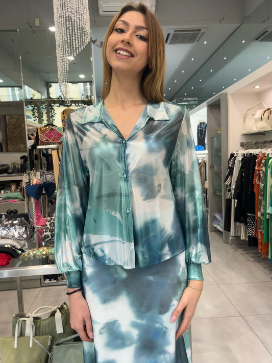 Camicia in tulle spalmato multicolore - Siste’S - Made in Italy -